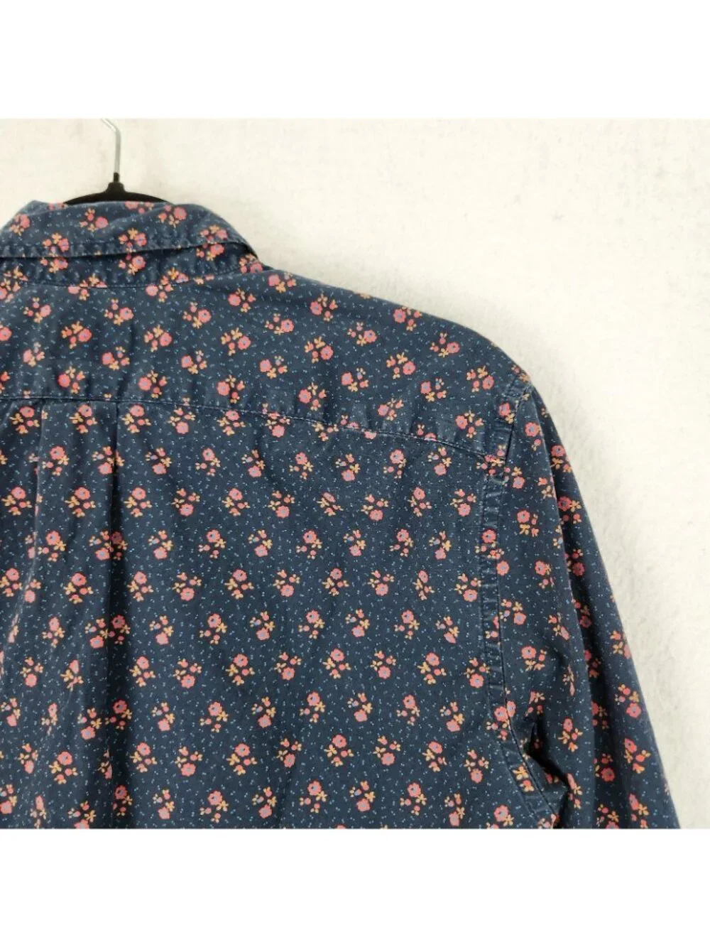 J Crew Shirt Mens Medium Blue Floral Secret Wash Shirting Slim Long Sleeve